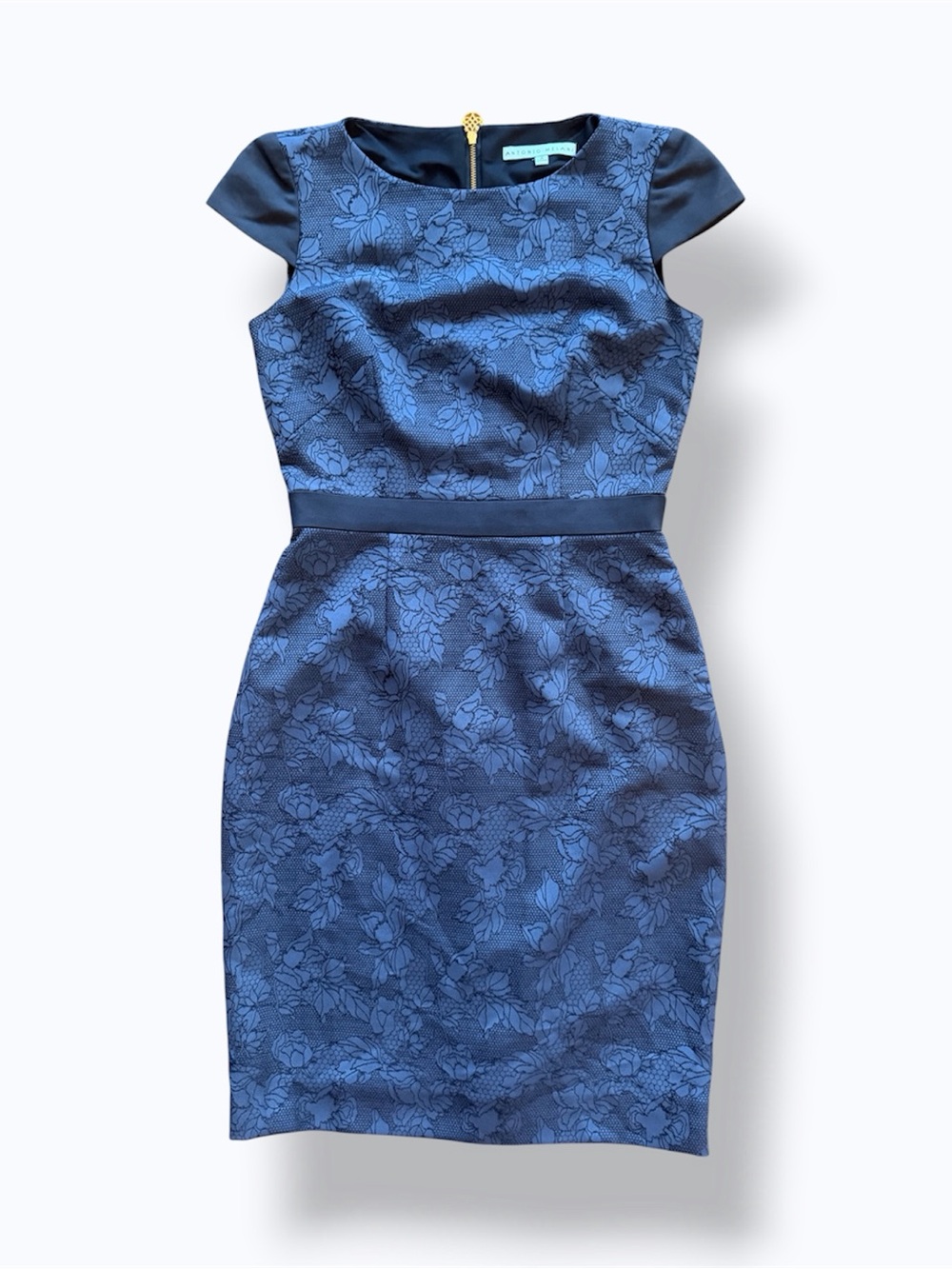 Antonio Melani,  Navy Floral Lace Sheath Dress - XS - Picture 3 of 6